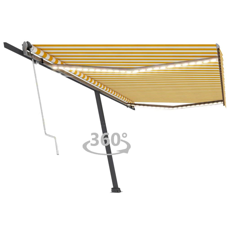 Load image into Gallery viewer, VidaXL Luifel automatisch met LED en windsensor 500x300 cm geel en wit
