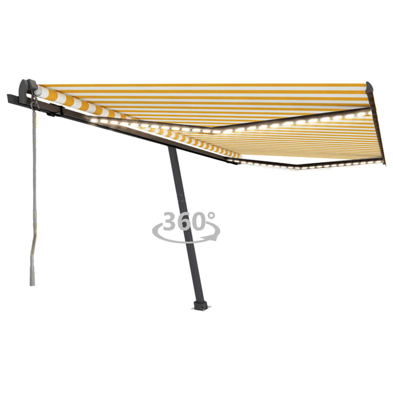 Load image into Gallery viewer, VidaXL Luifel automatisch met LED en windsensor 450x350 cm geel wit
