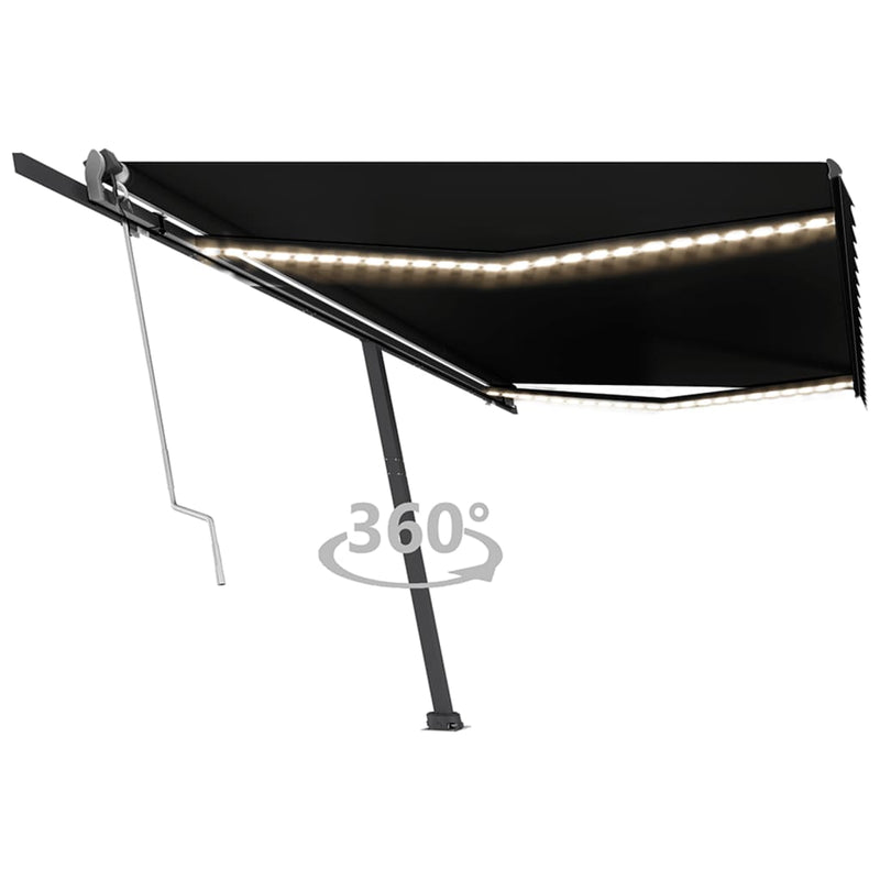 Load image into Gallery viewer, VidaXL Luifel automatisch met LED en windsensor 500x350 cm antraciet
