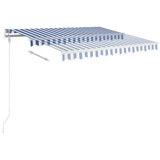 VidaXL Luifel handmatig uittrekbaar met LED 3x2,5 m blauw en wit
