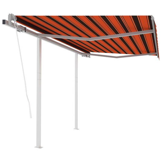 VidaXL Luifel automatisch uittrekbaar met palen 3x2,5 m oranje bruin