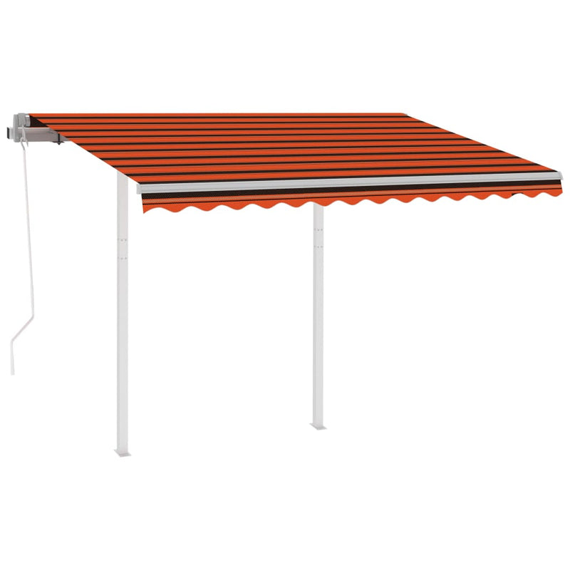Load image into Gallery viewer, VidaXL Luifel automatisch uittrekbaar met palen 3x2,5 m oranje bruin
