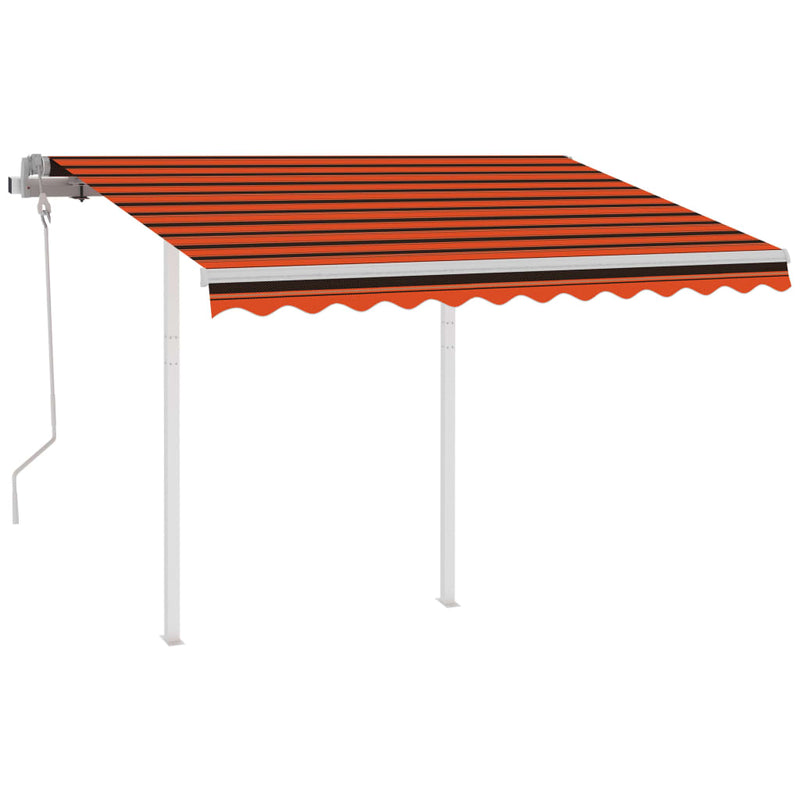 Load image into Gallery viewer, VidaXL Luifel handmatig uittrekbaar met palen 3,5x2,5 m oranje en bruin
