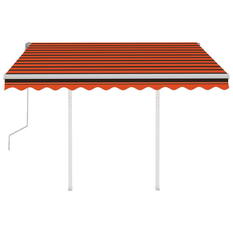 Load image into Gallery viewer, VidaXL Luifel handmatig uittrekbaar met palen 3,5x2,5 m oranje en bruin
