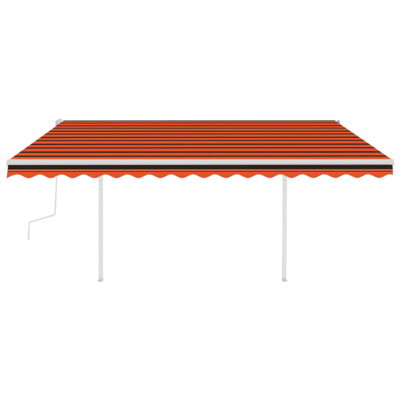 Load image into Gallery viewer, VidaXL Luifel handmatig uittrekbaar met palen 4x3 m oranje en bruin
