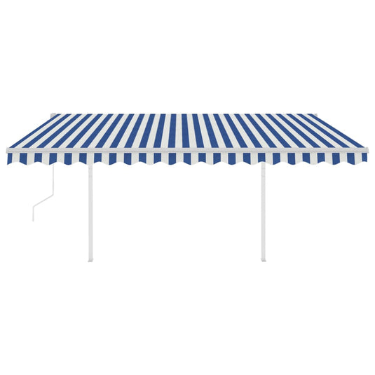 VidaXL Luifel automatisch met LED en windsensor 4x3 m blauw en wit