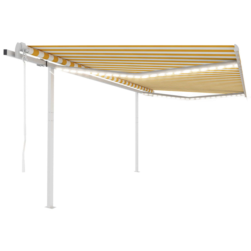 Load image into Gallery viewer, VidaXL Luifel automatisch met LED en windsensor 4x3 m geel en wit
