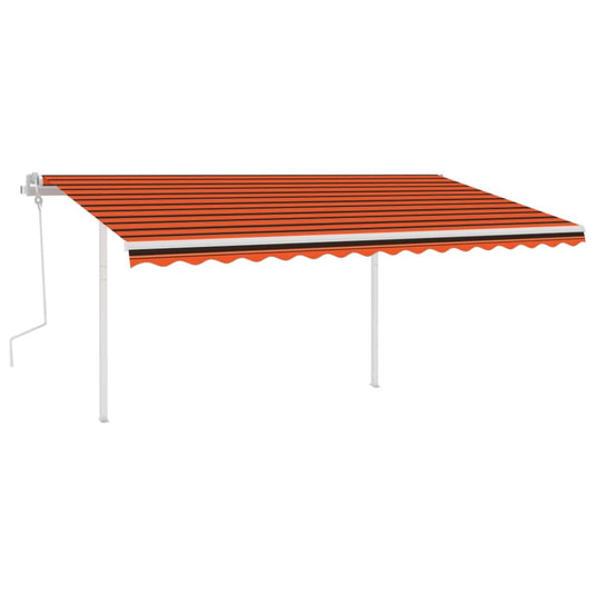 VidaXL Luifel handmatig uittrekbaar met LED 4,5x3 m oranje en bruin