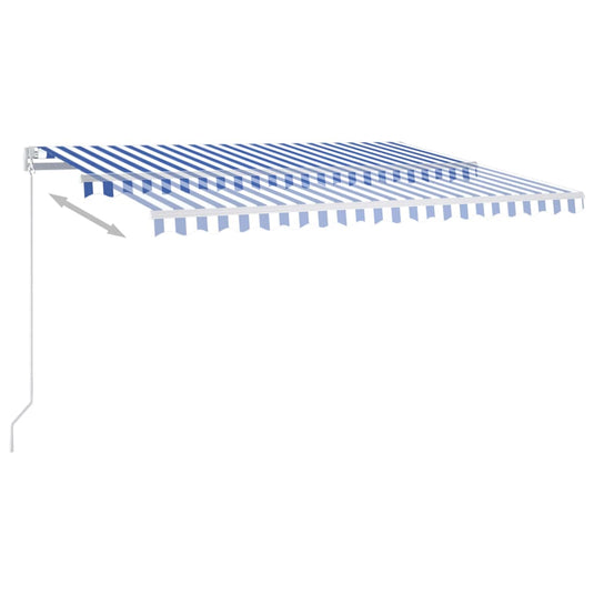 VidaXL Luifel automatisch met LED en windsensor 4,5x3 m blauw en wit