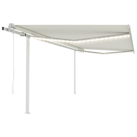 VidaXL Luifel automatisch met LED en windsensor 4,5x3 m crèmekleurig