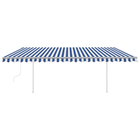 VidaXL Luifel automatisch met LED en windsensor 5x3 m blauw en wit