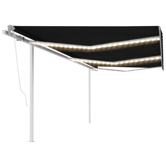 VidaXL Luifel automatisch met LED en windsensor 6x3 m antracietkleurig