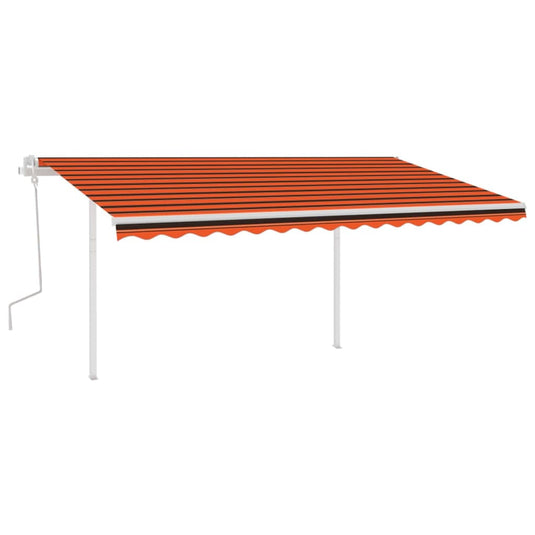 VidaXL Luifel handmatig uittrekbaar met LED 4x3,5 m oranje en bruin