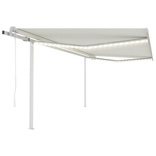 VidaXL Luifel automatisch met LED en windsensor 4x3,5 m crèmekleurig