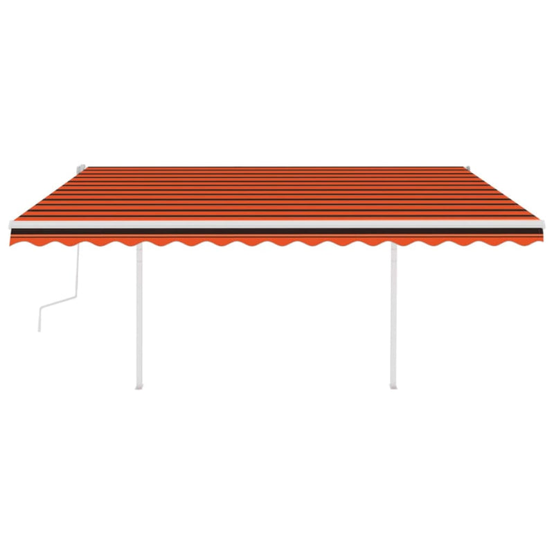 Load image into Gallery viewer, VidaXL Luifel handmatig uittrekbaar met palen 4,5x3,5 m oranje en bruin
