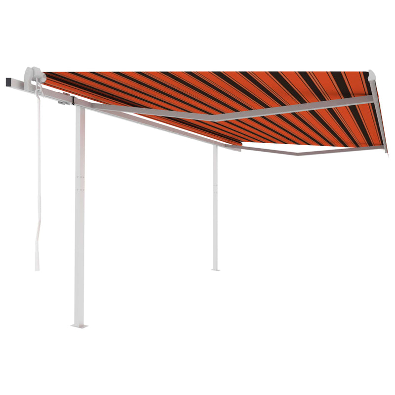 Load image into Gallery viewer, VidaXL Luifel automatisch uittrekbaar met palen 4,5x3,5 m oranje bruin
