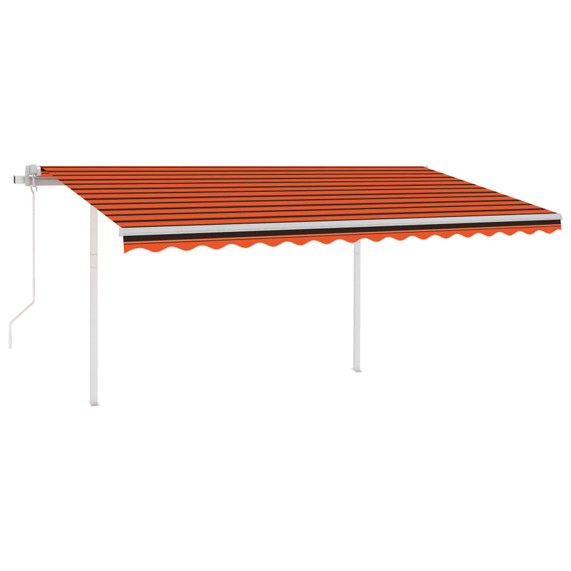 Load image into Gallery viewer, VidaXL Luifel automatisch uittrekbaar met palen 4,5x3,5 m oranje bruin
