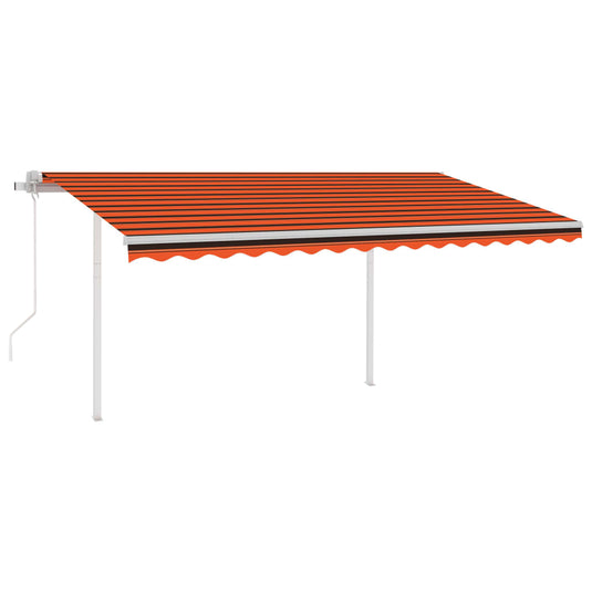 VidaXL Luifel automatisch uittrekbaar met palen 4,5x3,5 m oranje bruin