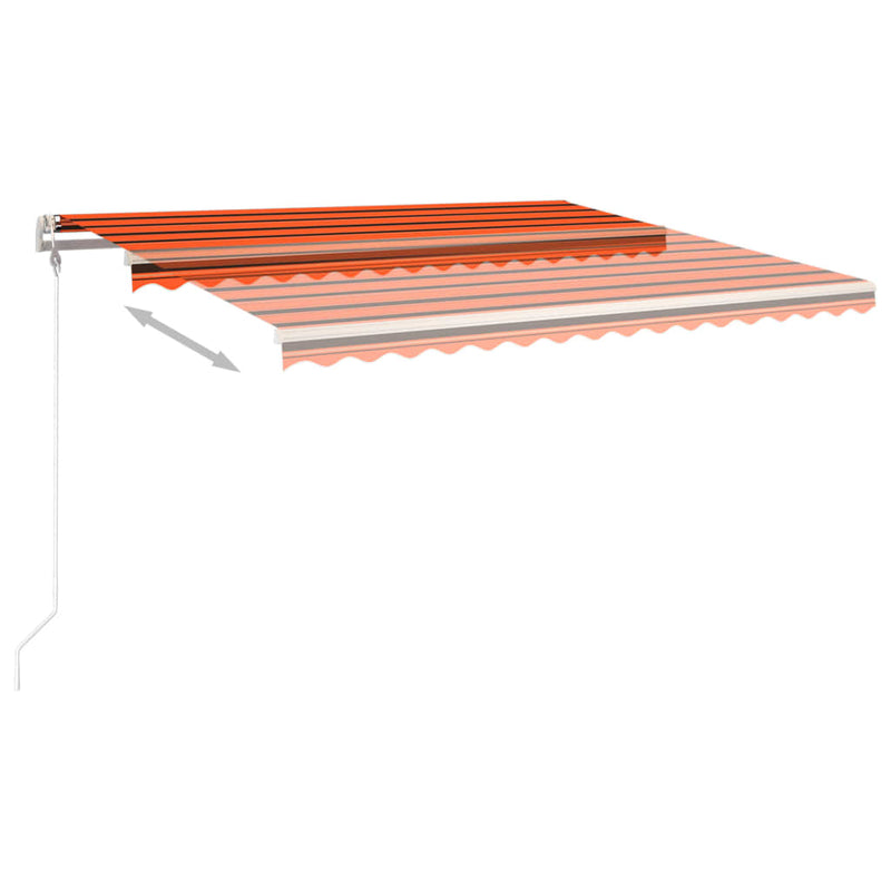 Load image into Gallery viewer, VidaXL Luifel automatisch uittrekbaar met palen 4,5x3,5 m oranje bruin

