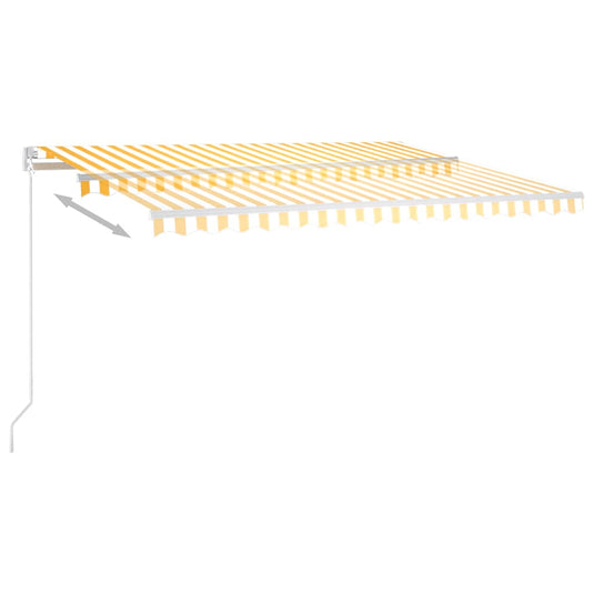 VidaXL Luifel automatisch met LED en windsensor 4,5x3,5 m geel en wit