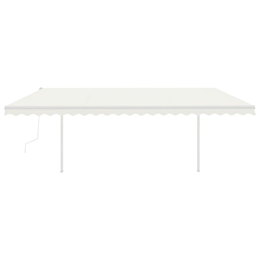 VidaXL Luifel automatisch uittrekbaar met palen 5x3,5 m crèmekleurig