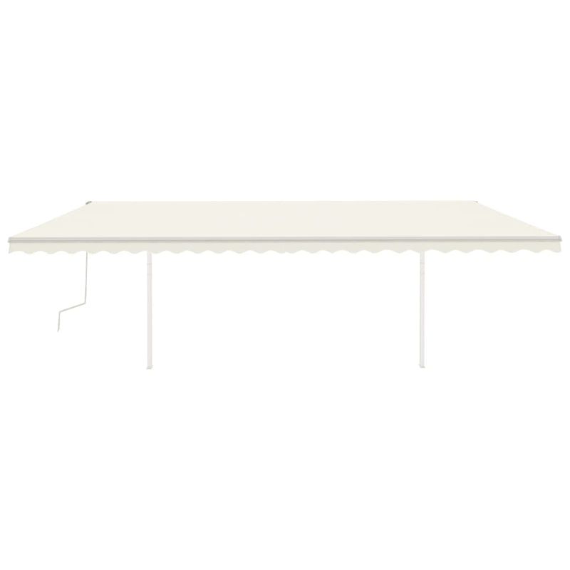 Load image into Gallery viewer, VidaXL Luifel handmatig uittrekbaar met palen 6x3,5 m crèmekleurig
