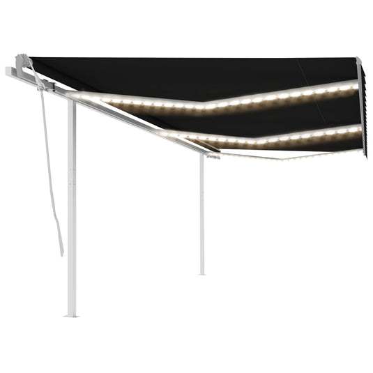 VidaXL Luifel handmatig uittrekbaar met LED 6x3,5 m antracietkleurig