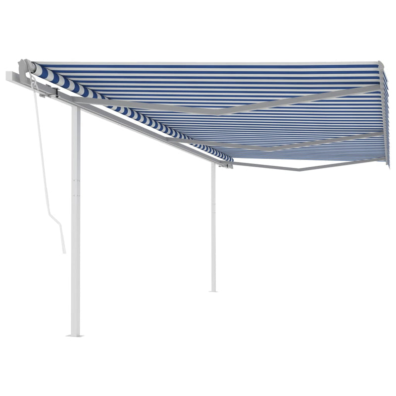Load image into Gallery viewer, VidaXL Luifel automatisch uittrekbaar met palen 6x3,5 m blauw en wit
