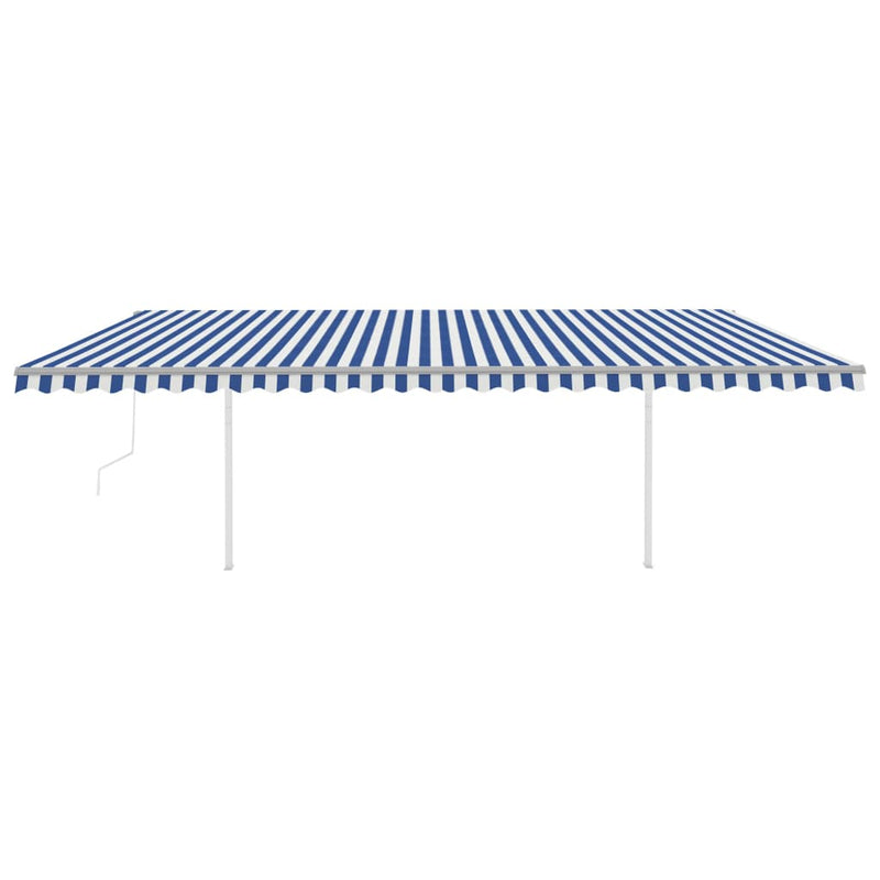 Load image into Gallery viewer, VidaXL Luifel automatisch uittrekbaar met palen 6x3,5 m blauw en wit
