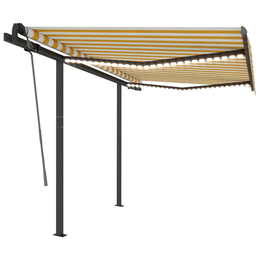 VidaXL Luifel automatisch met LED en windsensor 3x2,5 m geel en wit