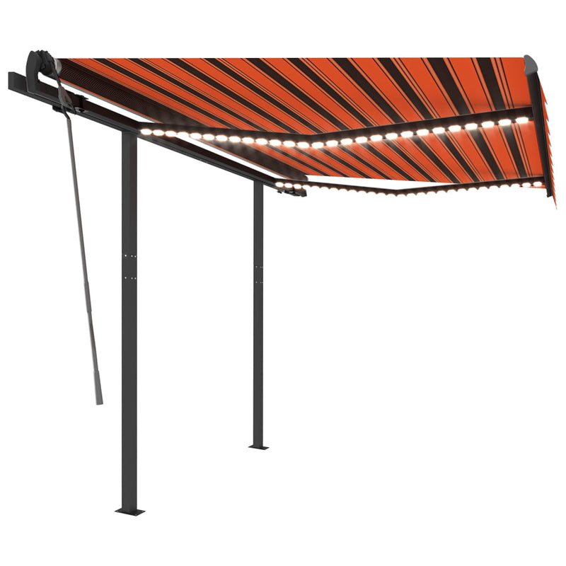 Load image into Gallery viewer, VidaXL Luifel automatisch met LED en windsensor 3x2,5 m oranje bruin
