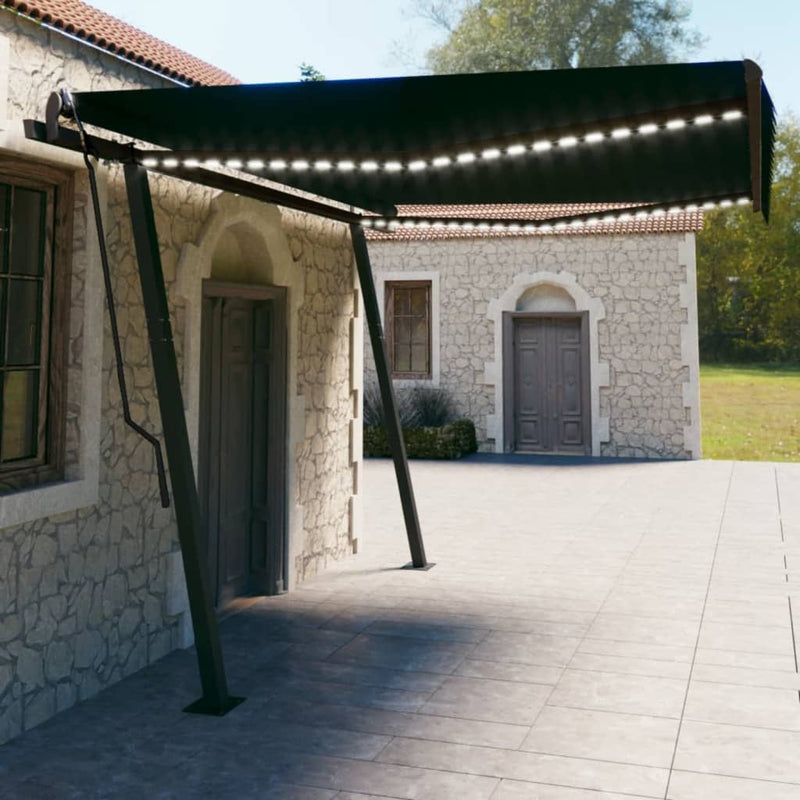 Load image into Gallery viewer, VidaXL Luifel automatisch met LED en windsensor 4,5x3 m antracietkleur
