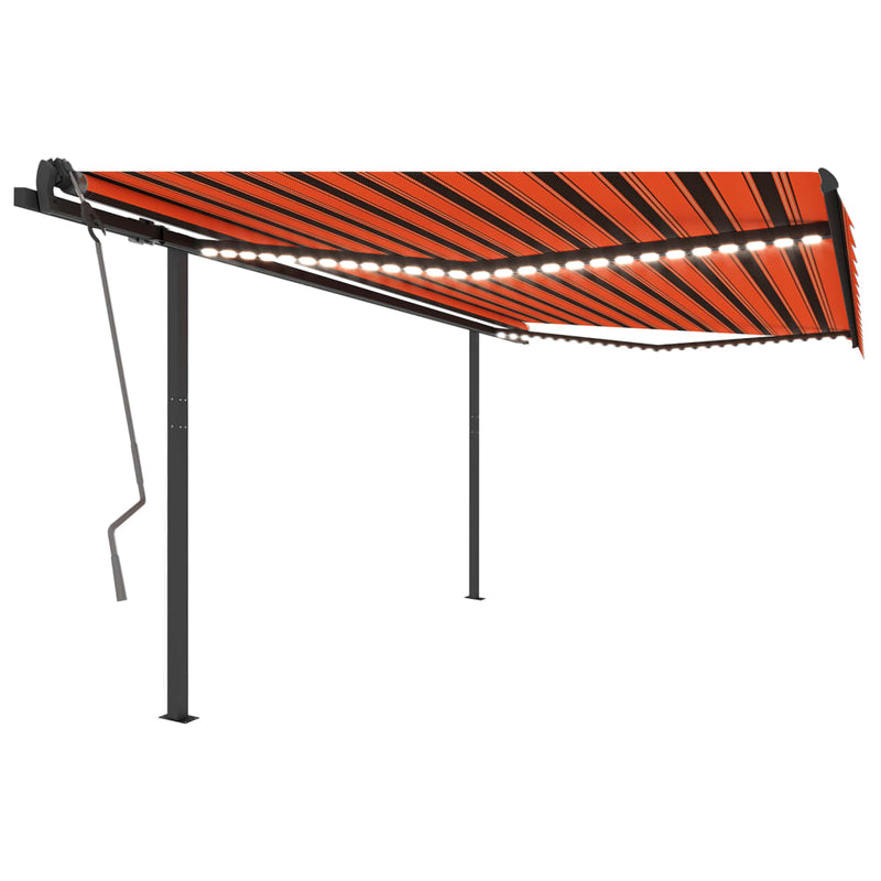 Load image into Gallery viewer, VidaXL Luifel automatisch met LED en windsensor 4,5x3 m oranje bruin
