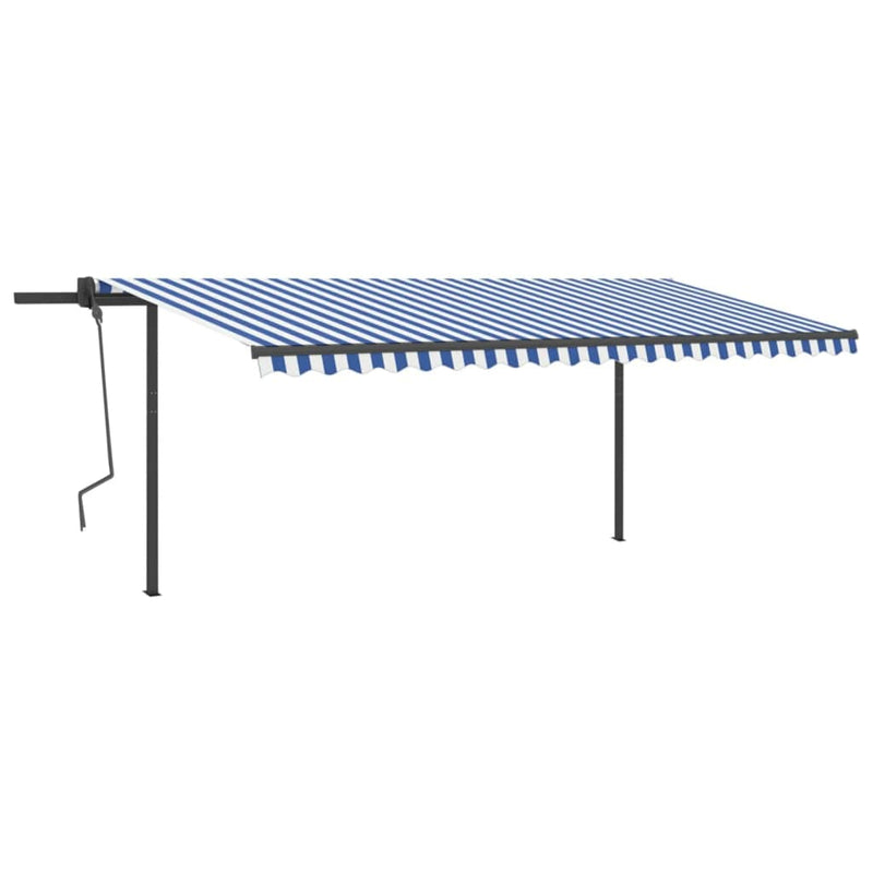 Load image into Gallery viewer, VidaXL Luifel automatisch met LED en windsensor 5x3 m blauw en wit
