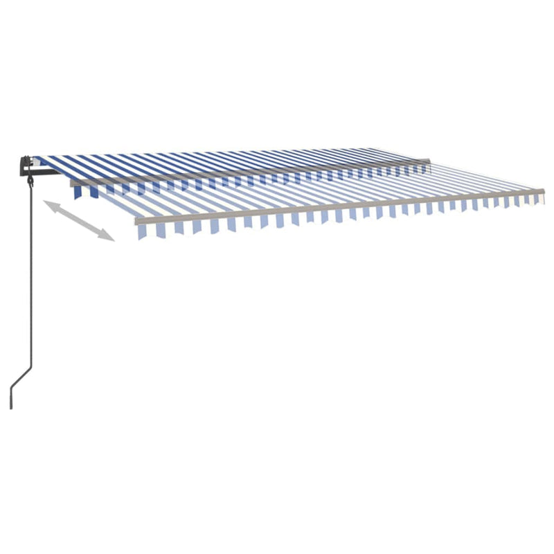 Load image into Gallery viewer, VidaXL Luifel automatisch met LED en windsensor 5x3 m blauw en wit
