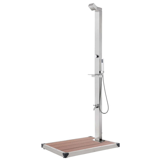 Vidaxl buitendouche met bruine basis 225 cm roestvrij staal