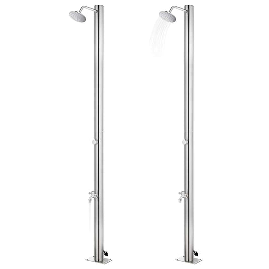 VidaXL Buitendouche met bruine basis 220 cm roestvrij staal