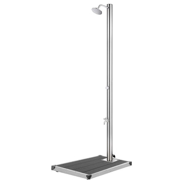 Vidaxl buitendouche met grijze basis 220 cm roestvrij staal