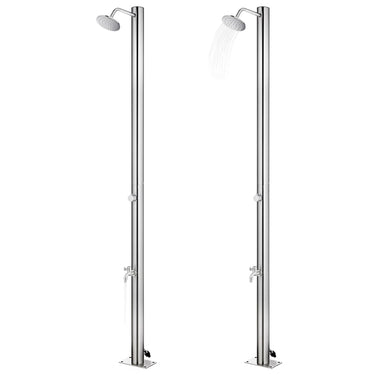 Vidaxl buitendouche met grijze basis 220 cm roestvrij staal