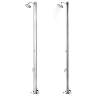 Vidaxl buitendouche met bruine basis 220 cm roestvrij staal