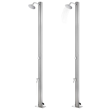 Vidaxl buitendouche met grijze basis 220 cm roestvrij staal