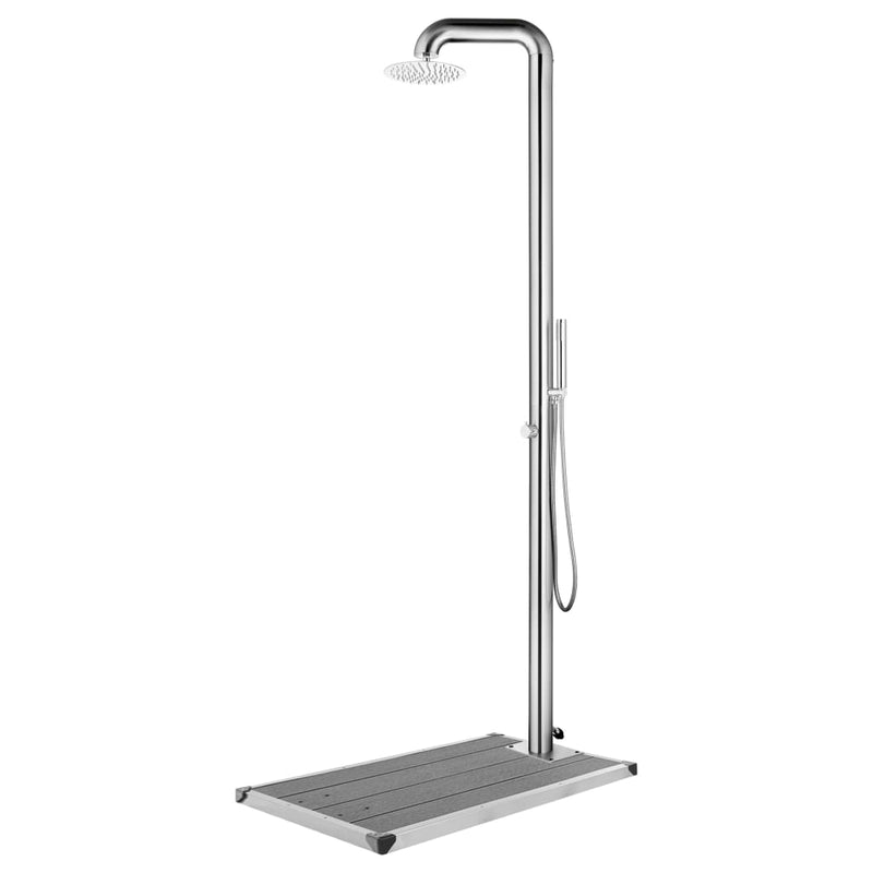 Load image into Gallery viewer, Vidaxl buitendouche met grijze basis 230 cm roestvrij staal
