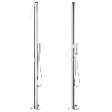 Vidaxl buitendouche met grijze basis 225 cm roestvrij staal