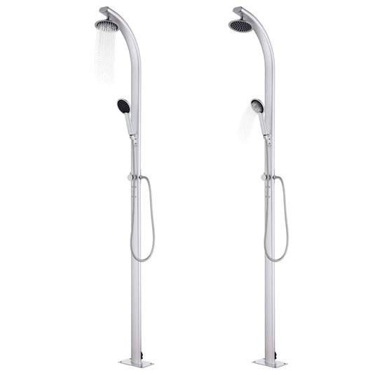Vidaxl buitendouche met grijze basis 220 cm aluminium