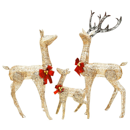 VidaXL Kerstversiering rendierfamilie 201 LED's goudkleurig