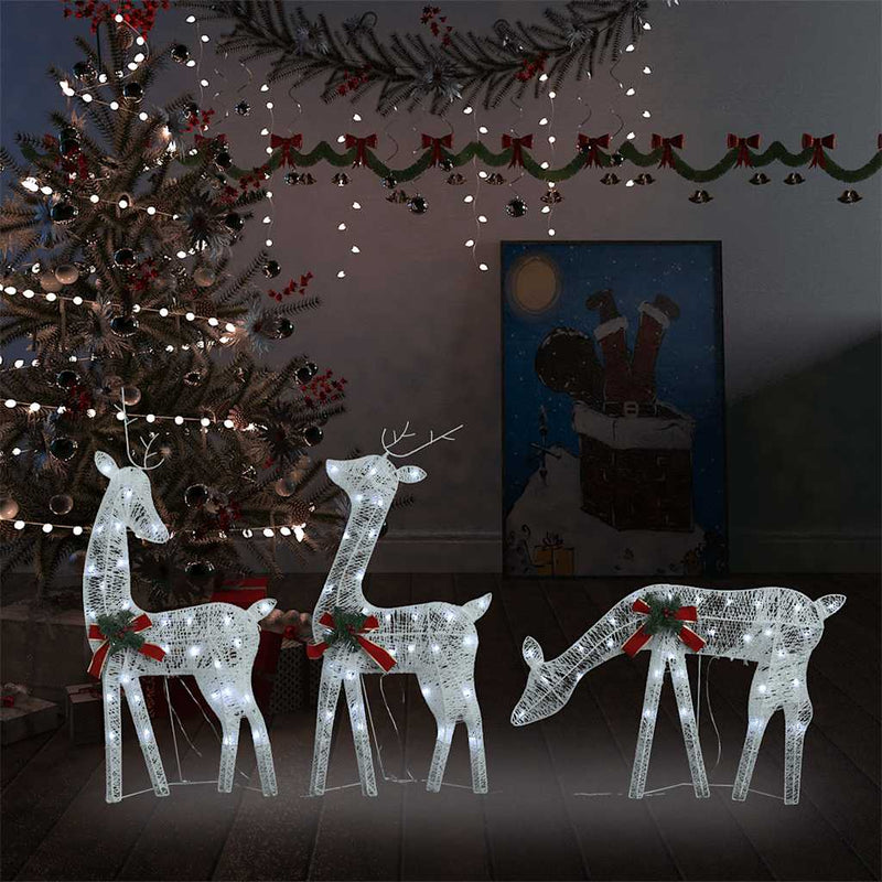 Load image into Gallery viewer, Vidaxl rendierfamilie kerstmis koudwit 270x7x90 cm mesh wit
