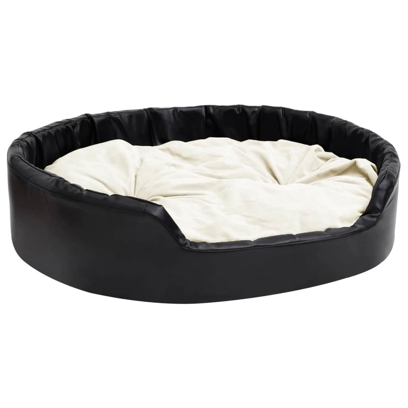 Afbeelding laden in galerijviewer, Vidaxl hondenmand 99x89x21 cm pluche en kunstleer zwart en beige

