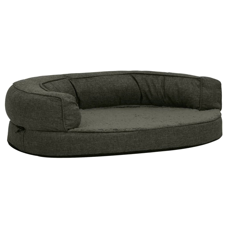 Afbeelding laden in galerijviewer, Vidaxl hondenbed ergonomisch linnen-look 75x53 cm fleece donkergrijs

