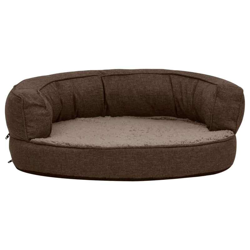 Afbeelding laden in galerijviewer, Vidaxl hondenbed ergonomisch linnen-look 60x42 cm fleece bruin

