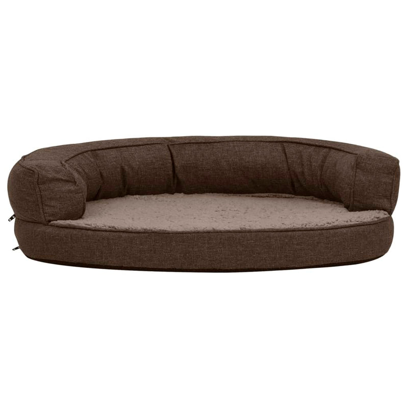 Afbeelding laden in galerijviewer, VidaXL Hondenbed ergonomisch linnen-look 75x53 cm fleece bruin
